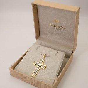 Pingente Crucifixo Duplo Ouro 18k