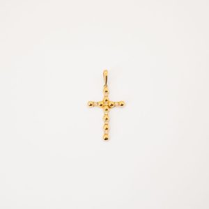Pingente Cruz Com Bolas E Brilhantes Ouro 18k