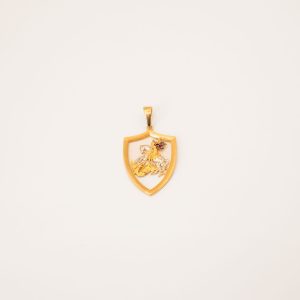 Pingente Escudo São Jorge Com Zircônia Ouro 18k
