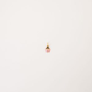 Pingente Joaninha Resina Rosa Ouro 18k