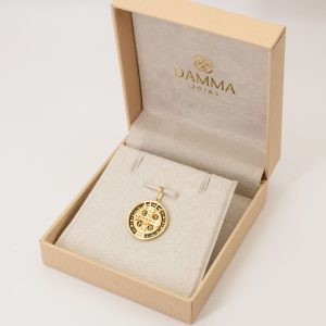 Pingente Medalha Cruz de São Bento Ouro 18k Com Ródio Negro
