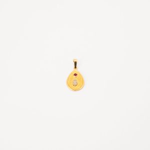 Pingente Oval Curso De Direito Com Zircônia Vermelha Ouro 18k