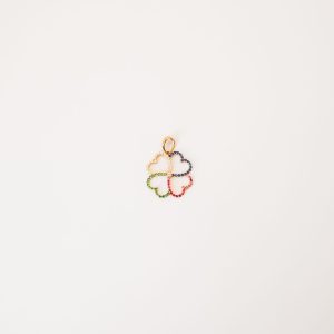 Pingente Trevo Coração Zircônia Ouro 18k
