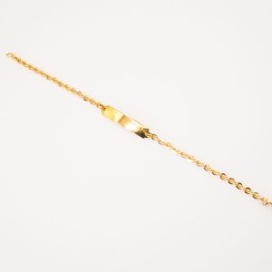 Pulseira Bailarina Com Plaquinha Infantil Ouro 18k