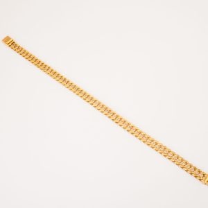 Pulseira Folhas Com Brilhantes Em Ouro 18k