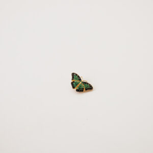Pingente Borboleta Com Zircônia Verde e Preta Ouro 18K