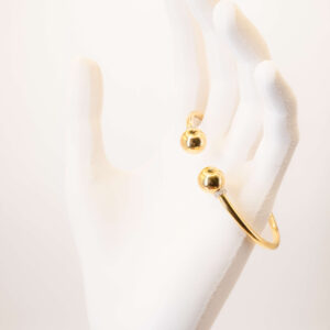 Bracelete Aberto Duas Bolas Com Zircônia Ouro 18k