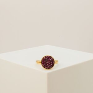 Anel Chuveiro Redondo Com Zircônia Ouro 18k