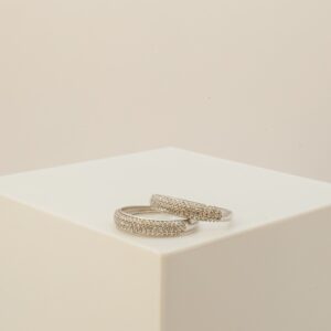 Anel Aparador Com Zircônia Ouro Branco Ouro 18k