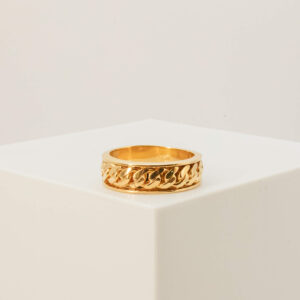 Anel Estilo Corrente Vazado Ouro 18k