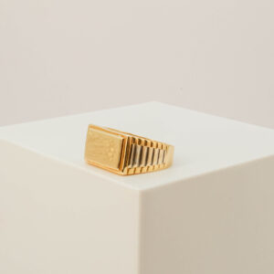 Anel Liso Com Aro Trabalhado Ouro 18k