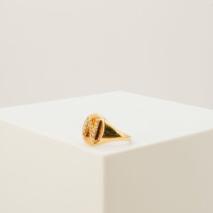 Anel Mingo Letra N Com Zircônia Ouro 18k