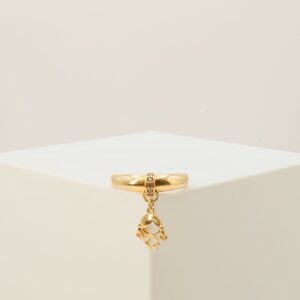 Anel Com Pingente Menina Zircônia Fixa Ouro 18k