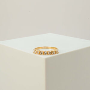 Anel Meia Aliança Zircônia Ouro 18k