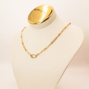 Corrente Com Pingente Cadeado Em Brilhante Ouro 18k