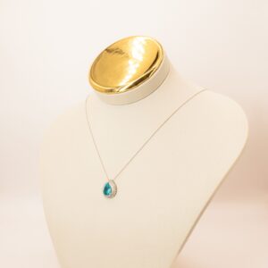 Corrente Gota Apatita Com Brilhantes Em Ouro Branco Ouro 18k