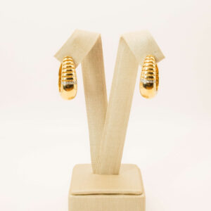 Argola Click Abaulada Com Zircônia Ouro 18k