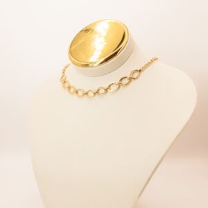 Corrente Elo Português e Oval Ajustável Ouro 18k