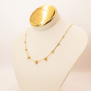 Corrente Com Esferas e Detalhes Em Zircônia Ouro 18k