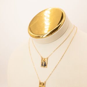 Escapulário Nossa Senhora Aparecida e Crucifixo Com Zircônia Ouro 18k