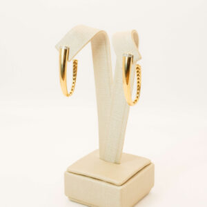 Brinco Meia Argola Com Brilhante Ouro 18k