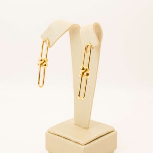 Brinco Liso Elos Grandes Em Ouro Amarelo Ouro 18k