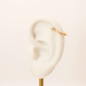 Piercing Meia Argola Trabalhada Zircônia Ouro 18k