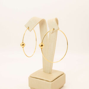 Argola Redonda Fio Fino Com Bola Ouro 18k