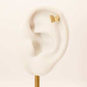 Piercing Borboleta Zircônia Ouro 18k