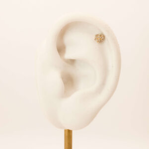 Piercing Coração Chuveiro Com Zircônia Ouro 18k