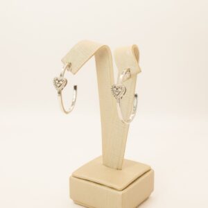 Brinco Oval Em Ouro Branco e Zircônia Ouro 18k