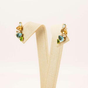 Brinco Earcuff Com Pedras Naturais Ouro 18k