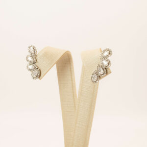 Brinco Earcuff Com Pedra Gota Em Ouro Branco Ouro 18k