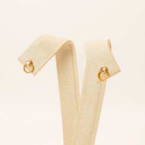 Brinco Infantil Bolinhas Com Pedra Zircônia Ouro 18k