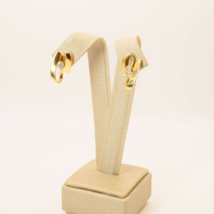 Brinco Zigzag Com Pedra Central Em Brilhante Ouro 18k