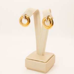 Brinco Em Círculos Com Brilhantes Ouro 18k