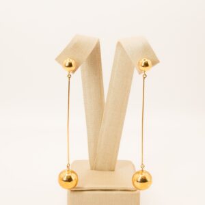 Brinco Liso Fio e Bola Ouro 18k