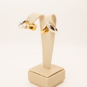 Brinco Dois Ouros Gotas Cruzadas Ouro 18k
