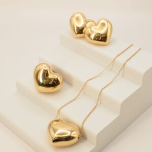 Conjunto Coração Bold Ouro 18k
